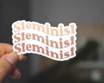 Steminist sticker, stem sticker, science sticker, water bottle sticker, laptop decal, science puns, planner stickers, research sticker
