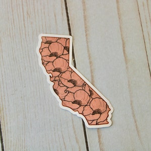 California sticker, California state sticker, laptop sticker, state sticker, California poppy stikcker, water bottle sticker