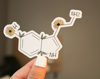 Serotonin Sticker, Serotonin Molecule Sticker, Decal, laptop sticker, water bottle sticker, floral sticker