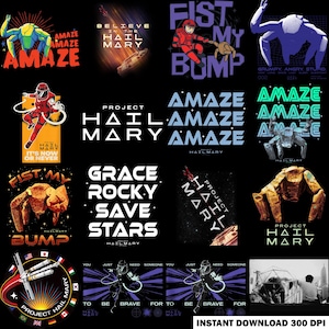 Pakiet 10+ projektów Hail Mary Rocky PNG, haftowany projekt planety Erid Hail Mary, Rocky Amaze Amaze Amaze, projekt Hail Mary Amaze PNG