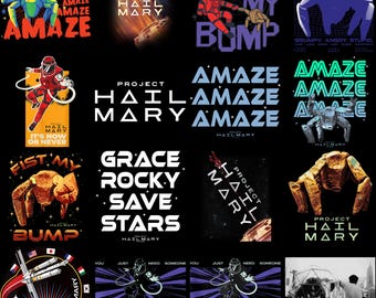 Pakiet 10+ projektów Hail Mary Rocky PNG, haftowany projekt planety Erid Hail Mary, Rocky Amaze Amaze Amaze, projekt Hail Mary Amaze PNG