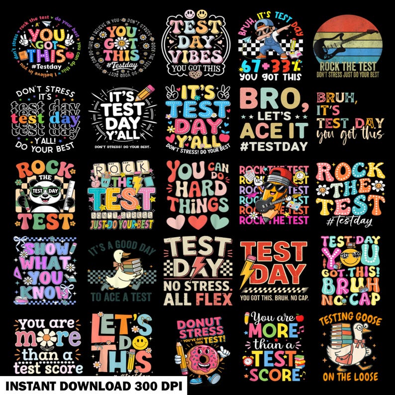 Pakiet PNG „To dzień testu”, „Masz ten dzień testu” w formacie PNG, koordynator testów w formacie PNG, projekt sublimacji „Dzień testu” w formacie PNG, testowanie stanu w formacie PNG zdjęcie 2