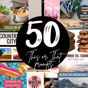 50 This or That Social Media Engagement Prompts, Group and Business Page Done for you Engagement Boosters Sized for Facebook and Instagram