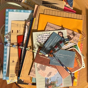 Junk Journal Mystery Kit, scrapbooking, the junkiest journal bundle, gift for crafters, memory book, junk journal, 80 pieces