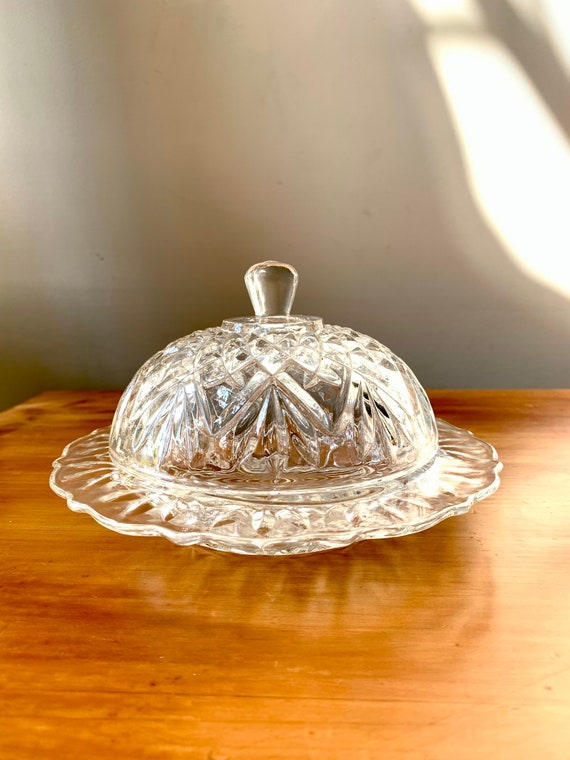Vintage Anchor Hocking Glass Butter Dish With Lid Etsy