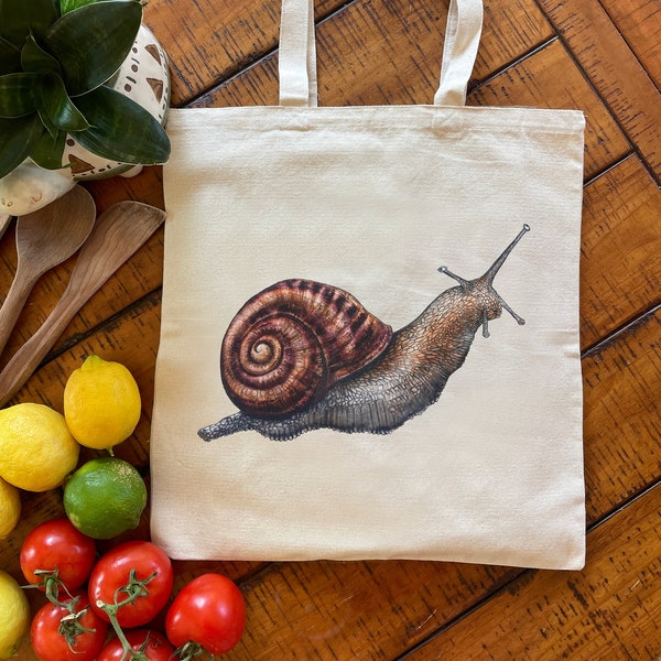 Snail Tote Bag Nature Tote Cute Animal Bag with Bugs Tote for Gardening Bag Eco-friendly Tote Canvas Tote Bag Reusable Bag for Groceries