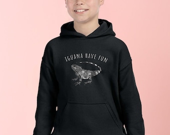 Iguana Have Fun Youth Heavy Blend Hooded Sweatshirt, Kids Funny Sweatshirt, Cute Lizard, Gift for Animal Lover