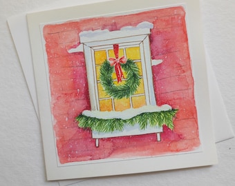 Aquarelle peinte à la main de qualité supérieure | Carte de Noël | Bonnes fêtes de fin d'année | Oeuvres d'art originales | Fait main | Paysage | Uniques