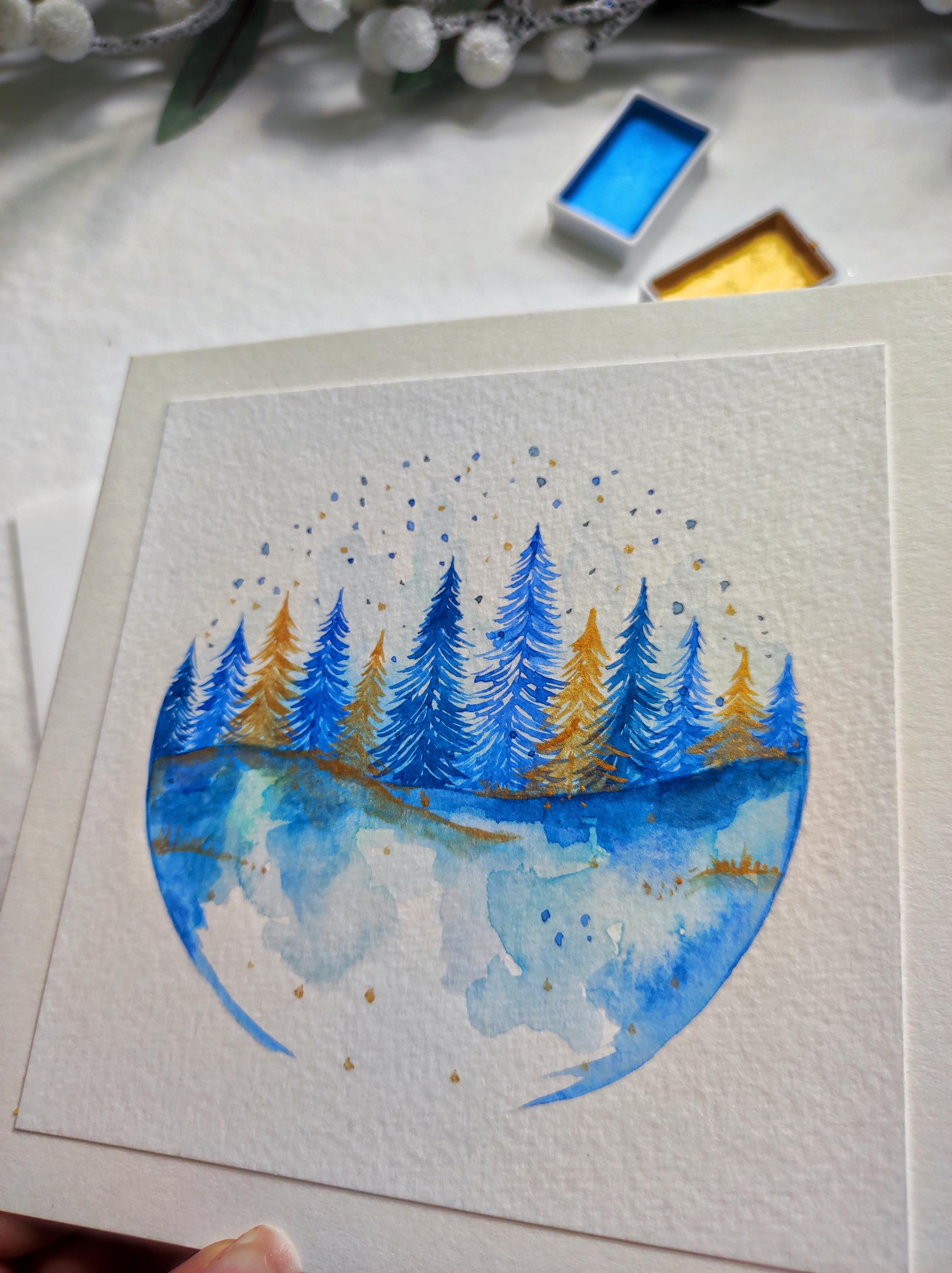 Hand-painted Watercolor Greeting Card: Original Landscape Art ...