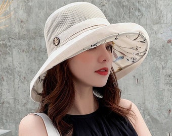 Wide Brim Cotton Summer Hat, Summer Hat, Sun Hat For Women, Summer Floppy Hat, Foldable Wide Brim Hat, Reversible Sun Hat, Oversized Hat