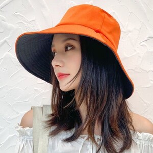 Women Solid Colored Foldable Wide Brim Hat, Reversible Bucket Hat Women, Large Hat For Women, Summer Floppy Hat, Flat Brim Hat, Gift for Her