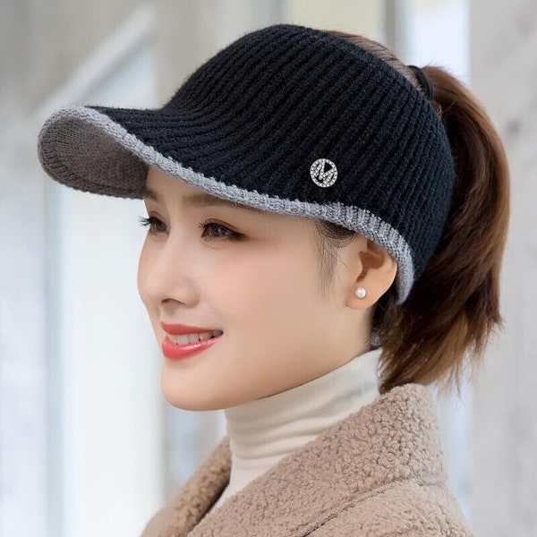 Casquette ouverte en queue de cheval, chignon désordonné, chapeau à visière pour femme, casquette de baseball pour femme, visière de sport, visière pour femme, casquette pour femme, chapeau de baseball pour femme, visière