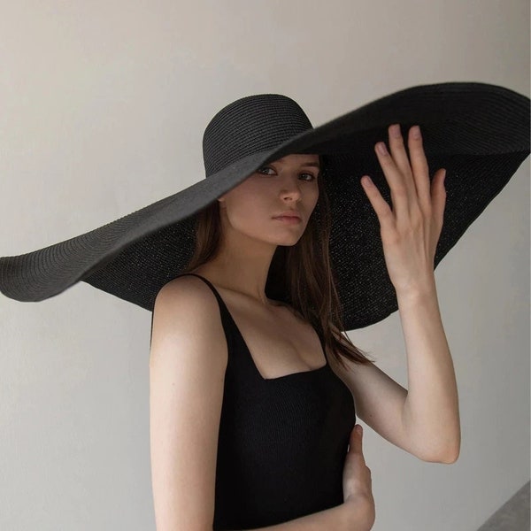 Kapelusz przeciwsłoneczny damski z bardzo szerokim rondem, duży kapelusz przeciwsłoneczny UPF 50+ z możliwością spakowania, gigantyczny kapelusz z dyskiem, bardzo duży słomkowy kapelusz przeciwsłoneczny, kapelusz plażowy, kapelusz przeciwsłoneczny