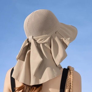 Breiter Krempe Stilvoller Hut mit Ohr-Hals-Klappe, UPF50 Sonnenschutz, Atmungsaktiver Hut, Outdoor-Hut, Sommerhut, Sonnenhut für Frauen, Nackenschutz Bild 2