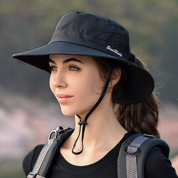 Women's Bucket Hat Foldable Solid Color Light Hiking Hat Big Brim  Waterproof Outdoor Camping Fishing Cap