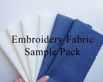 Embroidery fabric Sample Pack, cotton linen blend, fabric bundle, embroidery supplies, linen fabric for embroidery