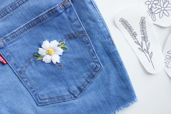 Stick and Stitch Denim Pockets Embroidery Pattern, Sulky, Stitched