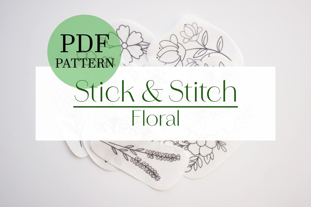 Floral Embroidery Patterns, Printable Stick and Stitch Designs, Flowers ...