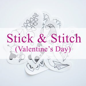 Stick and Stitch embroidery patterns, Valentines Day embroidery transfers, Peel and stick embroidery, Hearts to my lovely boyfriend, gift