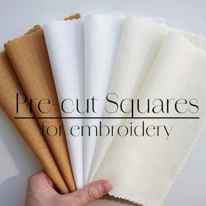 Pre-cut Squares for embroidery, cotton linen fabric Sample Pack, linen fabric for hand embroidery, fabric bundle, basic embroidery supplies