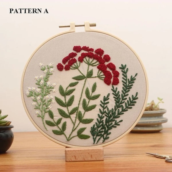 Starter Embroidery Kit Beginner Modern Embroidery Kit Floral Cross Stitch Embroidery Gift for Mother Birthday Gift Embroidery Art for Room