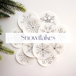 Christmas snowflakes embroidery patterns, stick and stitch embroidery designs, snowflakes ornaments, water soluble winter embroidery designs