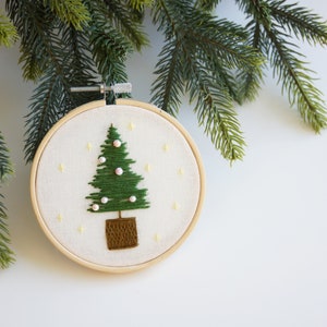 Christmas tree embroidery, Cross stitch Christmas gift, Hand embroidered ornaments, Holiday Christmas decoration, Modern Christmas ornaments