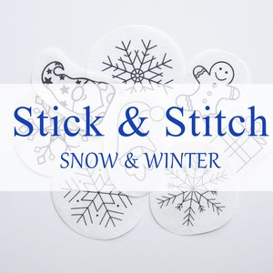 Winter Stick and Stitch Embroidery Patterns, Snowflakes Ornament, Christmas Embroidery Transfers, Water Soluble Embroidery Designs, DIY gift