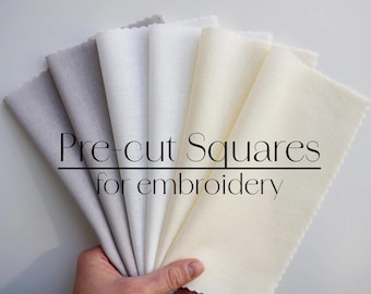 Pre-cut Squares for embroidery, cotton linen fabric Sample Pack, linen fabric for hand embroidery, fabric bundle, basic embroidery supplies