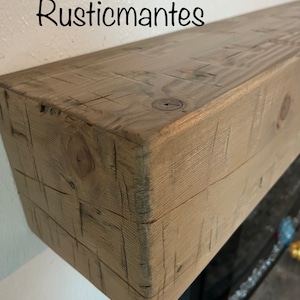 Rustic Hand Hewn Fireplace Mantel - Distressed Wood Mantle, Custom Size Options, Farmhouse Decor