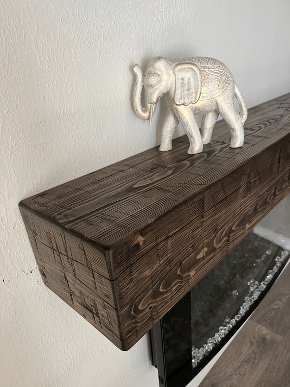 Mensola Per Caminetto In Legno Di Pino, 167x20x12 Cm, Rustica, A Scomparsa