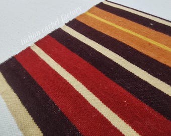 Handwoven Wool Kilim Rug, Premium Quality Dhurrie Custom Swedish Scandinavian Handmade Flatweave Rug for Living Room,Home Decor