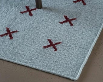 Vintage kilim Scandinavian Kilim Rug | Handwoven Wool Flat Weave | Minimalist Nordic Carpet | Geometric Boho Area Rug | 1950s Design