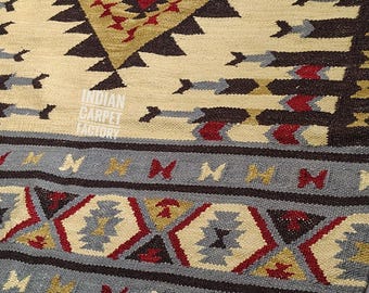 Handwoven Mid-Century Kilim Featuring Abstract Flowers and Nordic Pattern | Custom Size Wool Area Rug
