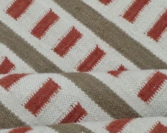 Handwoven Scandinavian Green and White Chic Wool Rug: Swedish Marianne Richter Inspired Flatweave Rug Geometric Design Custom Size Large Rug