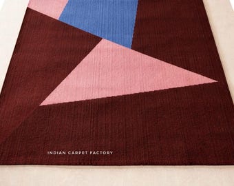 Vintage modern Scandinavian Kilim Rug | Handwoven Wool Flat Weave | Minimalist Nordic Carpet | Geometric Boho Area Rug | 1950s Design