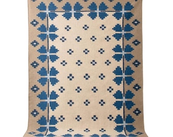 Floral Swedish Kilim Rug | Scandinavian Wool Flatweave | Modern Handwoven Rug | Custom Size Wool Area Rug | Boho Neutral Scandinavian Decor