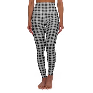 Pantalones de yoga con estampado Palaka - Pantalones de entrenamiento Hawaii de cintura alta - NEGRO