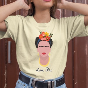 Frida Khalo T-shirt - Live Fri - Live Free - Unibrow - Artist Tee
