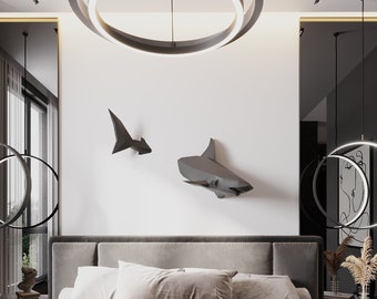 3D Shark Wall Decor – Big Swimming Wall Art, Kids Room (32 Inches)