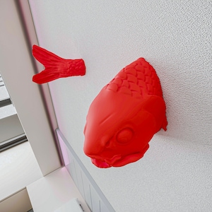 Decorazione murale 3D a forma di pesce koi - Nuota sulla parete. Il koi è in visita a casa tua. Decorazione per il bagno dei bambini. Non è un semplice foglio di carta piegato.