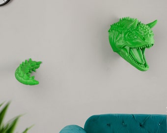 3D Carnotaurus wall decor- Swimming on the wall.The Carnotaurus is visiting your house.amazing boys room decor. Kids bath decor.