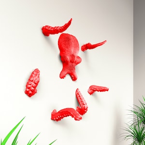 3D octopus wall decor- Swimming on the wall.The octopus is visiting your house.amazing boys room decor. Kids bath decor.