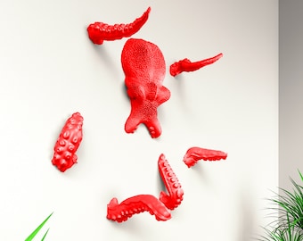 Decoración de pared de pulpo 3D: animal marino, arte para habitación infantil