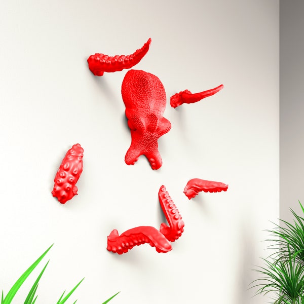 3D octopuss wall decor- Swimming on the wall.The octopus is visiting your house.amazing boys room decor. Kids bath decor.