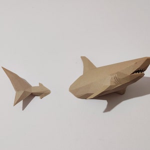 Wood 3D shark wall decor- The shark decor-wall decor 3d wood-geometric wood wall decor-halloween decor wood-Wooden shark art-low poly wall