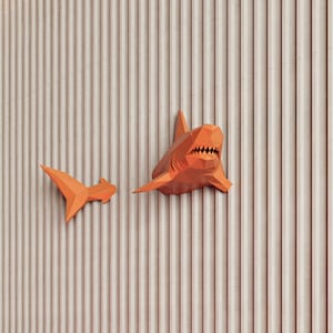 3D shark wall decor Swimming on the wall.The shark is visiting your house.amazing boys room decor. Kids bath decor.İt is not a folded paper Orange