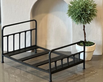 Vintage Farmhouse Bed 3-Piece Kit, Wooden DIY Miniature Rustic Bed Kit, 1:12 Scale