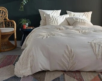 3 Piece Boho White Tufting Duvet Cover Set King Size Comforter Cover Home Decor Washed Quilts Cover White Cotton Tufted Duvet Cover Set