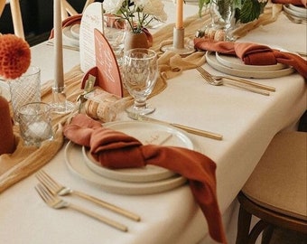 Paquete de 50 servilletas de terracota, juego de servilletas de cocina y comedor, servilletas de boda de algodón suave, servilletas lavables de terracota, decoración del hogar